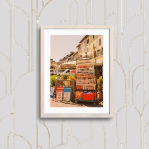 Italian Newsstand | Sunlit European Street Scene 35mm Film Photography Print