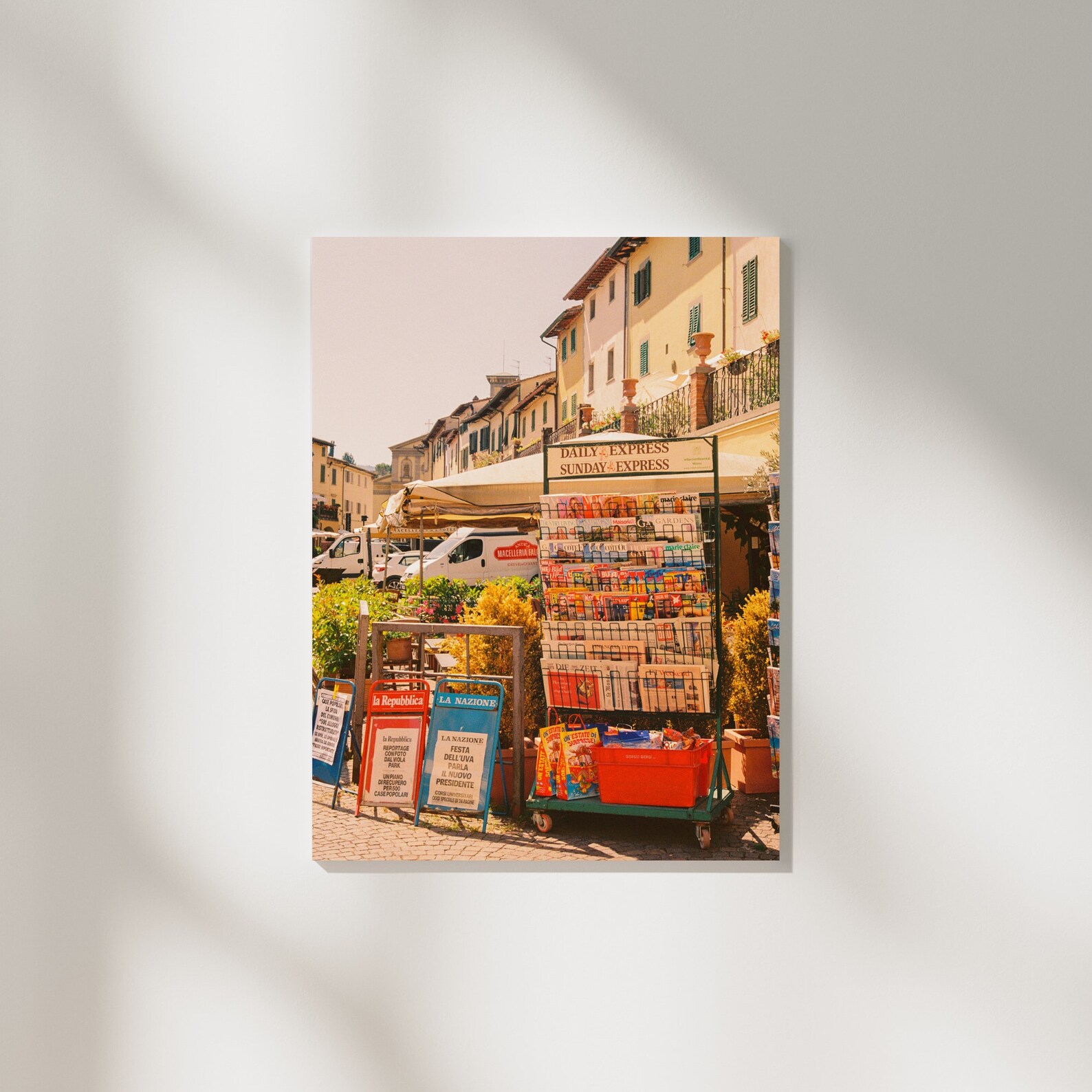 Italian Newsstand | Sunlit European Street Scene 35mm Film Photography Print - Image 7
