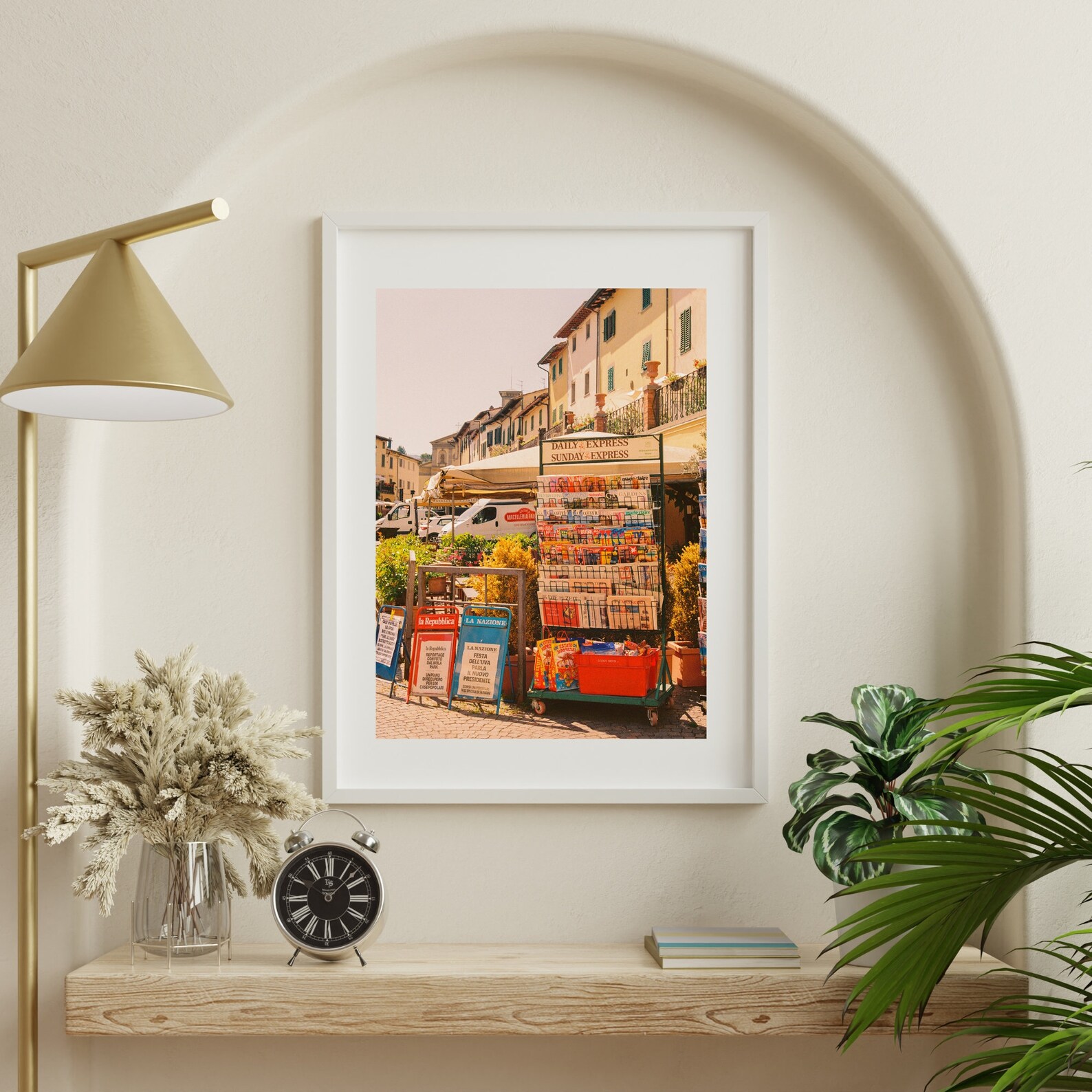 Italian Newsstand | Sunlit European Street Scene 35mm Film Photography Print - Image 2